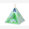 Teepee Kinderspiel-Zelt für Kinder + Schmuckfedern - Chevron grün-blau