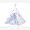 Teepee Kinderspiel-Zelt für Kinder + Spielmatte+ Schmuckfedern - Schwarze Sternchen/blau