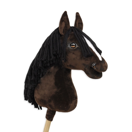 Hobby Horse Großes Pferd auf Stock Premium - dunkelbraunes Pferd A3