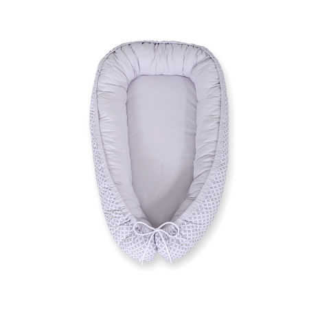 Babynest Kokon - Rosette-grau/grau