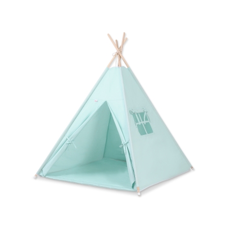 Teepee Kinderspiel-Zelt für Kinder + Spielmatte+ Schmuckfedern - minze