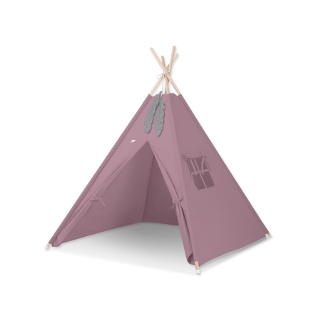 Teepee Kinderspiel-Zelt für Kinder + Schmuckfedern - pastellviolett