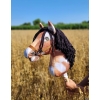 Hobby Horse Großes Pferd auf Stock Premium - Tobiano bay horse with a black mane A3