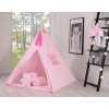 Teepee Kinderspiel-Zelt für Kinder + Spielmatte + Kissen + Schmuckfedern - rosa