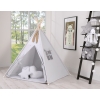 Teepee Kinderspiel-Zelt für Kinder + Spielmatte + Kissen + Schmuckfedern - grau