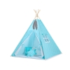 Teepee Kinderspiel-Zelt für Kinder + Spielmatte+ Schmuckfedern - Türkis-Punktmuster