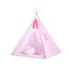 Teepee Kinderspiel-Zelt für Kinder + Spielmatte+ Schmuckfedern - Rosa-Punktmuster