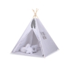 Teepee Kinderspiel-Zelt für Kinder + Spielmatte + Kissen + Schmuckfedern - Rosette grau