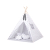 Teepee Kinderspiel-Zelt für Kinder + Spielmatte + Kissen + Schmuckfedern - grauen Pfeilen