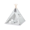 Teepee Kinderspiel-Zelt für Kinder + Spielmatte + Kissen + Schmuckfedern - grau Punkt-Muster