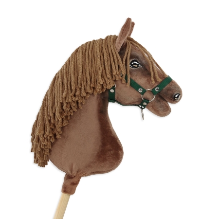 Hobby Horse Großes Pferd auf Stock Premium - dunkle Kastanie Pferd A3