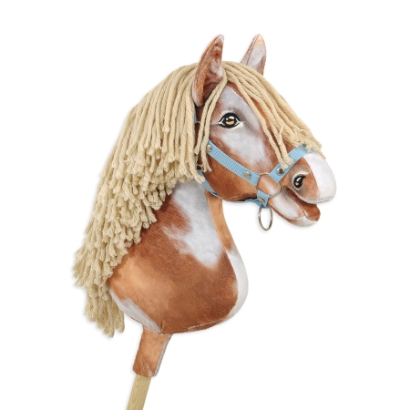 Hobby Horse Großes Pferd auf Stock Premium - Tobiano bay horse with a beige mane A3