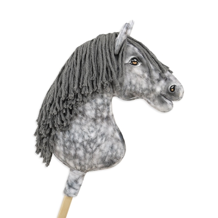 Hobby Horse Großes Pferd auf Stock Premium - Apfelschimmel Pferd mit grauer Mähne A3