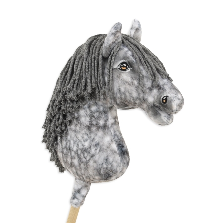 Hobby Horse Großes Pferd auf Stock Premium - Apfelschimmel Pferd mit grauer Mähne A3