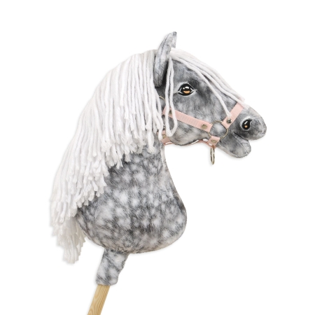 Hobby Horse Großes Pferd auf Stock Premium - Apfelschimmel Pferd mit weißer Mähne A3