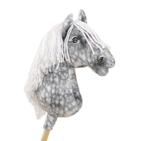 Hobby Horse Großes Pferd auf Stock Premium - Apfelschimmel Pferd mit weißer Mähne A3