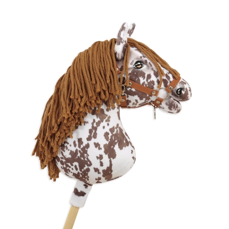 Hobby Horse Großes Pferd auf Stock Premium - brauner Tarant  Pferd mit brauner Mähne A3