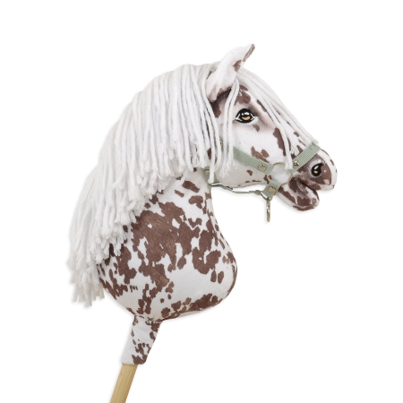 Hobby Horse Großes Pferd auf Stock Premium - Brauner Tarant Pferd mit weißen Mähne A3