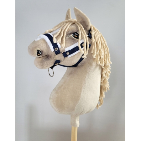 Die Verstellbare Halfter für Hobby Horse A3 - marineblau mit weißem Pelz