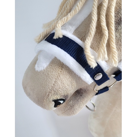 Die Verstellbare Halfter für Hobby Horse A3 - marineblau mit weißem Pelz