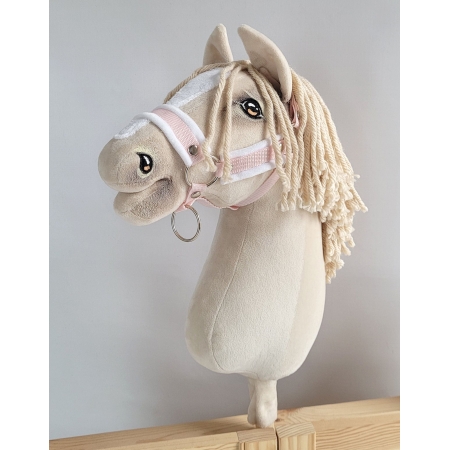 Die Verstellbare Halfter für Hobby Horse A3 - powder pink mit weißem Pelz