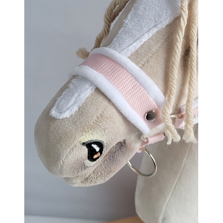 Die Verstellbare Halfter für Hobby Horse A3 - powder pink mit weißem Pelz