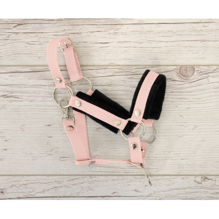 Die Verstellbare Halfter für Hobby Horse A3 - powder pink mit schwarz Pelz