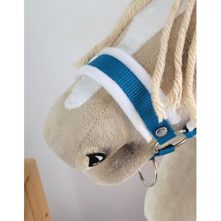 Die Verstellbare Halfter für Hobby Horse A3 - türkis mit weißem Pelz