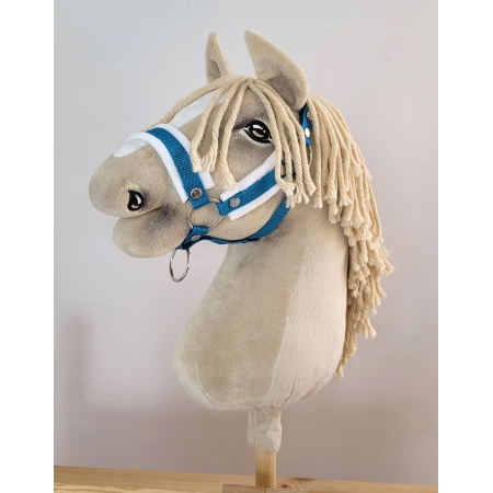 Die Verstellbare Halfter für Hobby Horse A3 - türkis mit weißem Pelz