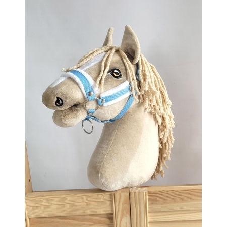 Die Verstellbare Halfter für Hobby Horse A3 - hellblau mit weißem Pelz