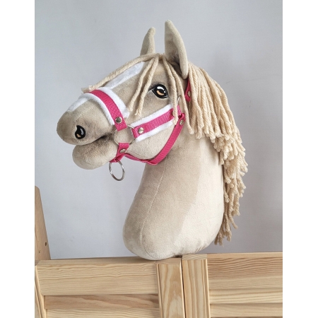 Die Verstellbare Halfter für Hobby Horse A3 - dunkelrosa mit weißem Pelz