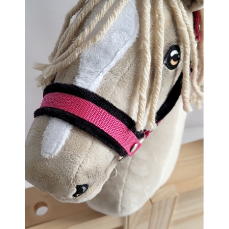 Die Verstellbare Halfter für Hobby Horse A3 - dunkelrosa mit schwarz Pelz