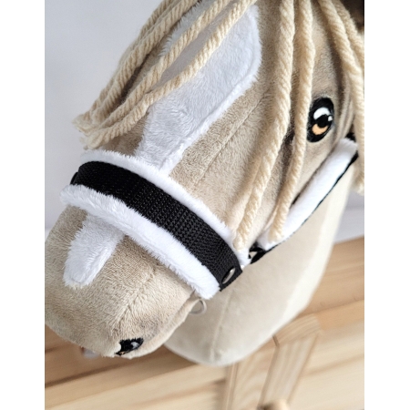 Die Verstellbare Halfter für Hobby Horse A3 - schwarz mit weißem Pelz