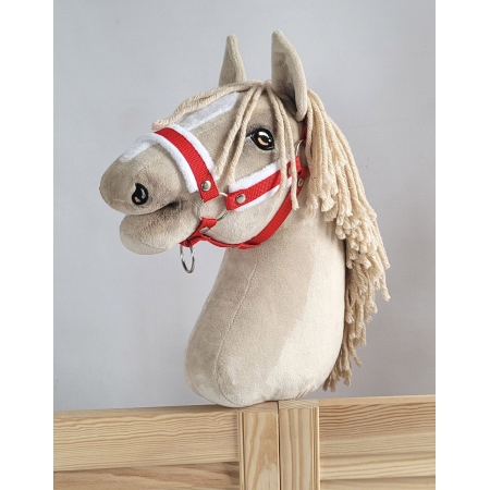 Die Verstellbare Halfter für Hobby Horse A3 - rot mit weißem Pelz