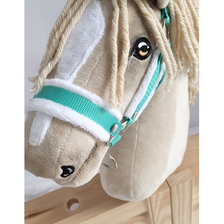 Die Verstellbare Halfter für Hobby Horse A3 - minze mit weißem Pelz