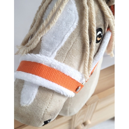 Die Verstellbare Halfter für Hobby Horse A3 - orange mit weißem Pelz