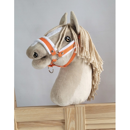 Die Verstellbare Halfter für Hobby Horse A3 - orange mit weißem Pelz