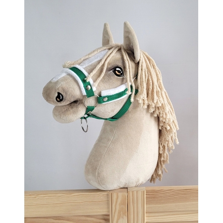 Die Verstellbare Halfter für Hobby Horse A3 - grün mit weißem Pelz