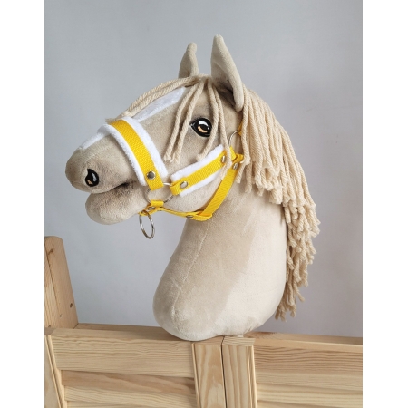 Die Verstellbare Halfter für Hobby Horse A3 - gelb mit weißem Pelz