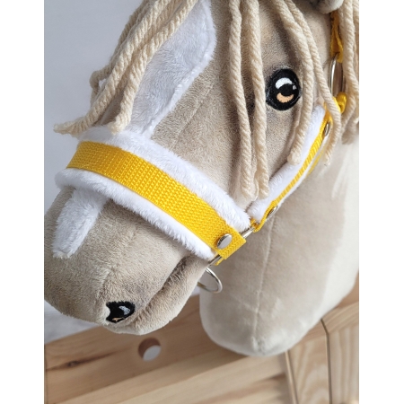 Die Verstellbare Halfter für Hobby Horse A3 - gelb mit weißem Pelz