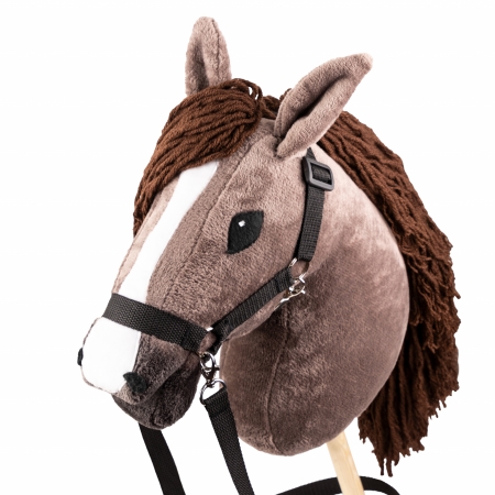 Hobby Horse Großes Pferd auf Stock mit Halfter und Zügel A3 - Kastanie