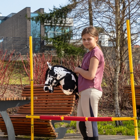 Hobby Horse Großes Pferd auf  Stock mit Halfter und Zügel A3 Karo - gescheckt