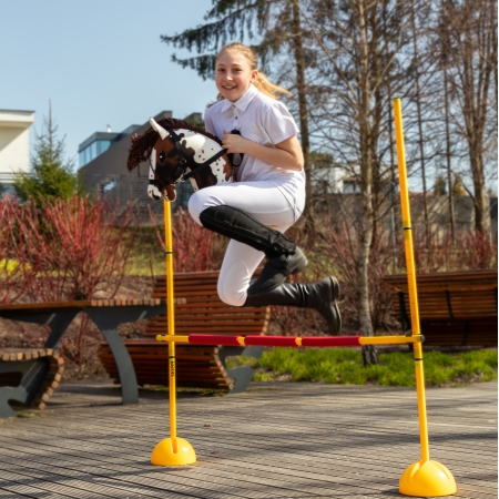 Hobby Horse Großes Pferd auf Stock  mit Halfter und Zügel A3 Braun - gescheckt