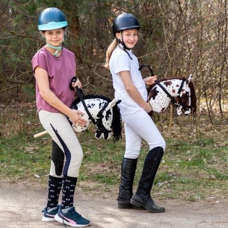 Hobby Horse Großes Pferd auf Stock  mit Halfter und Zügel A3 Braun - gescheckt